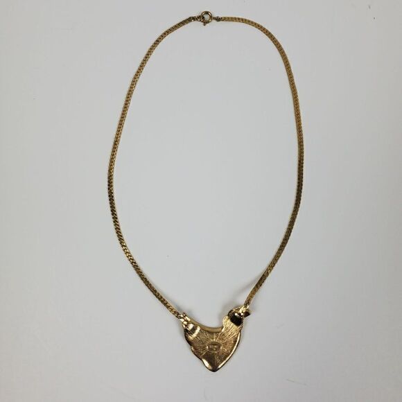 Vintage Trifari 70s 80s Black Enamel Gold Tone Nautical Seashell Wave Necklace - Picture 7 of 12